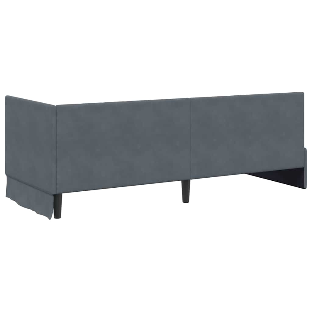Cornice del letto ad angolo Grigio scuro 80 x 200 cm Velluto