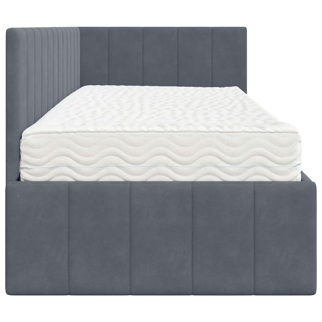 Cornice del letto ad angolo Grigio scuro 80 x 200 cm Velluto