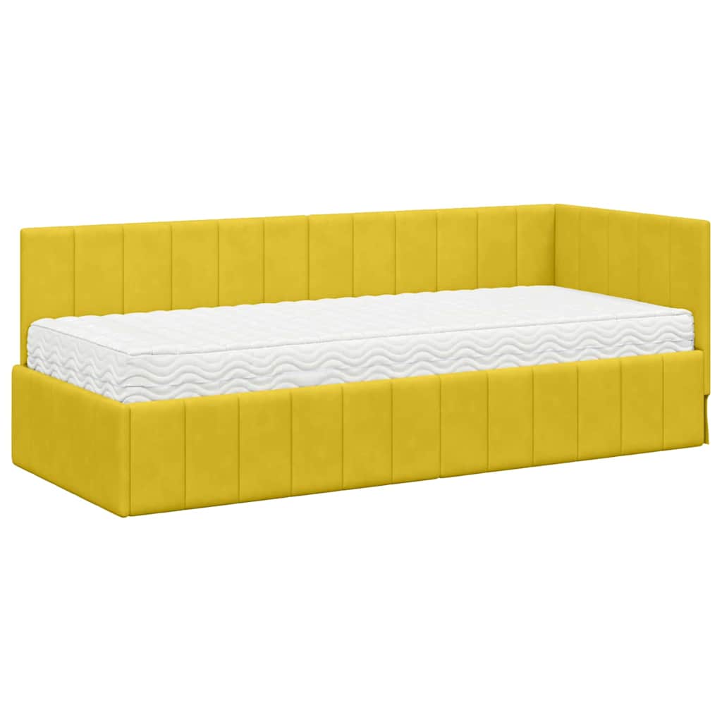 Cornice del letto ad angolo Giallo 80 x 200 cm Velluto