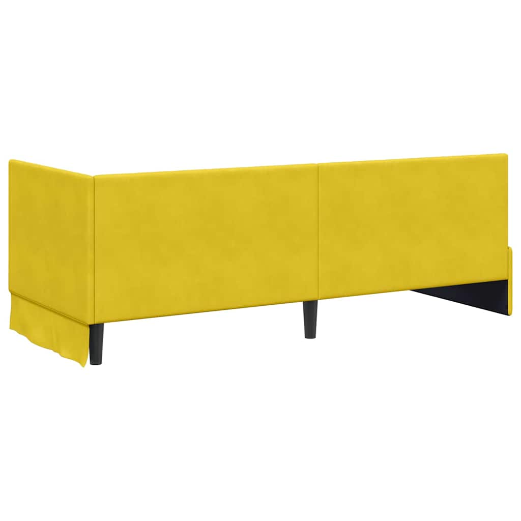 Cornice del letto ad angolo Giallo 80 x 200 cm Velluto