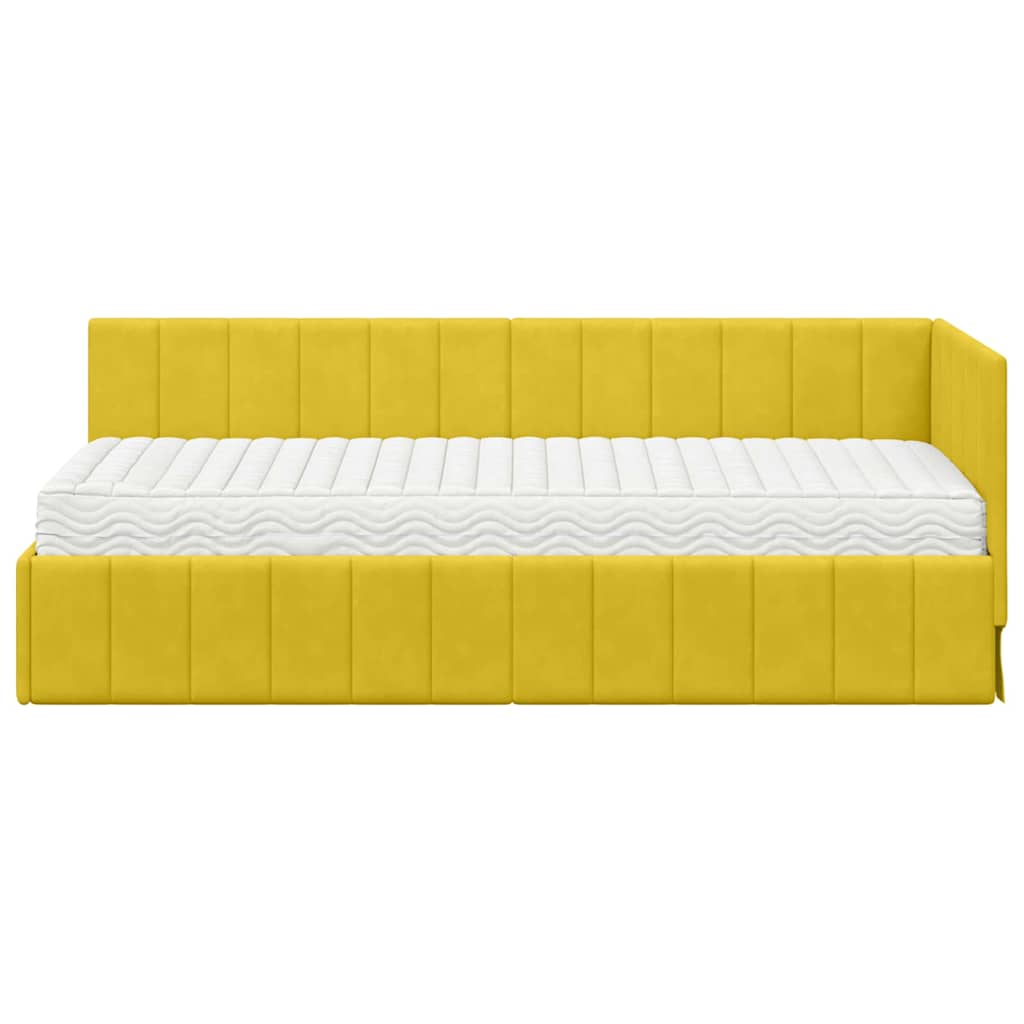Cornice del letto ad angolo Giallo 80 x 200 cm Velluto
