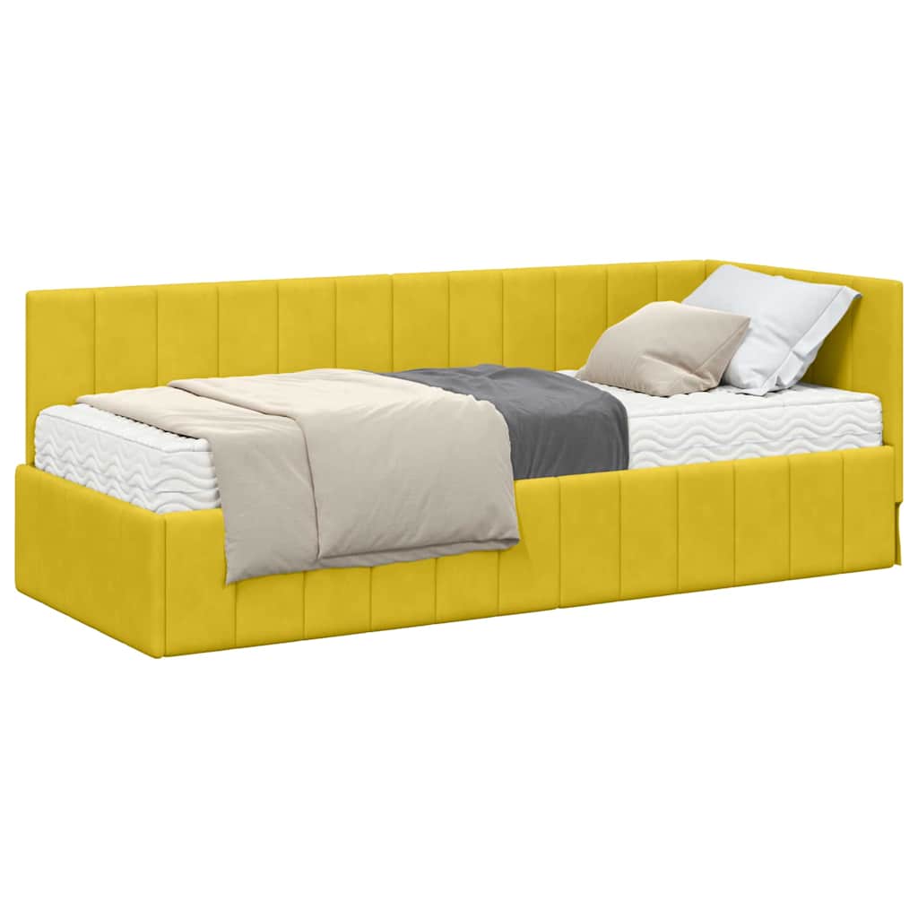 Cornice del letto ad angolo Giallo 80 x 200 cm Velluto