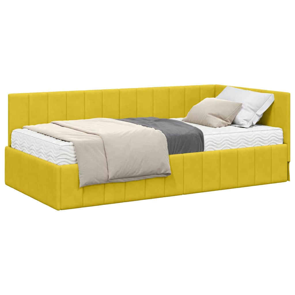 Cornice del letto ad angolo Giallo 90 x 190 cm Velluto