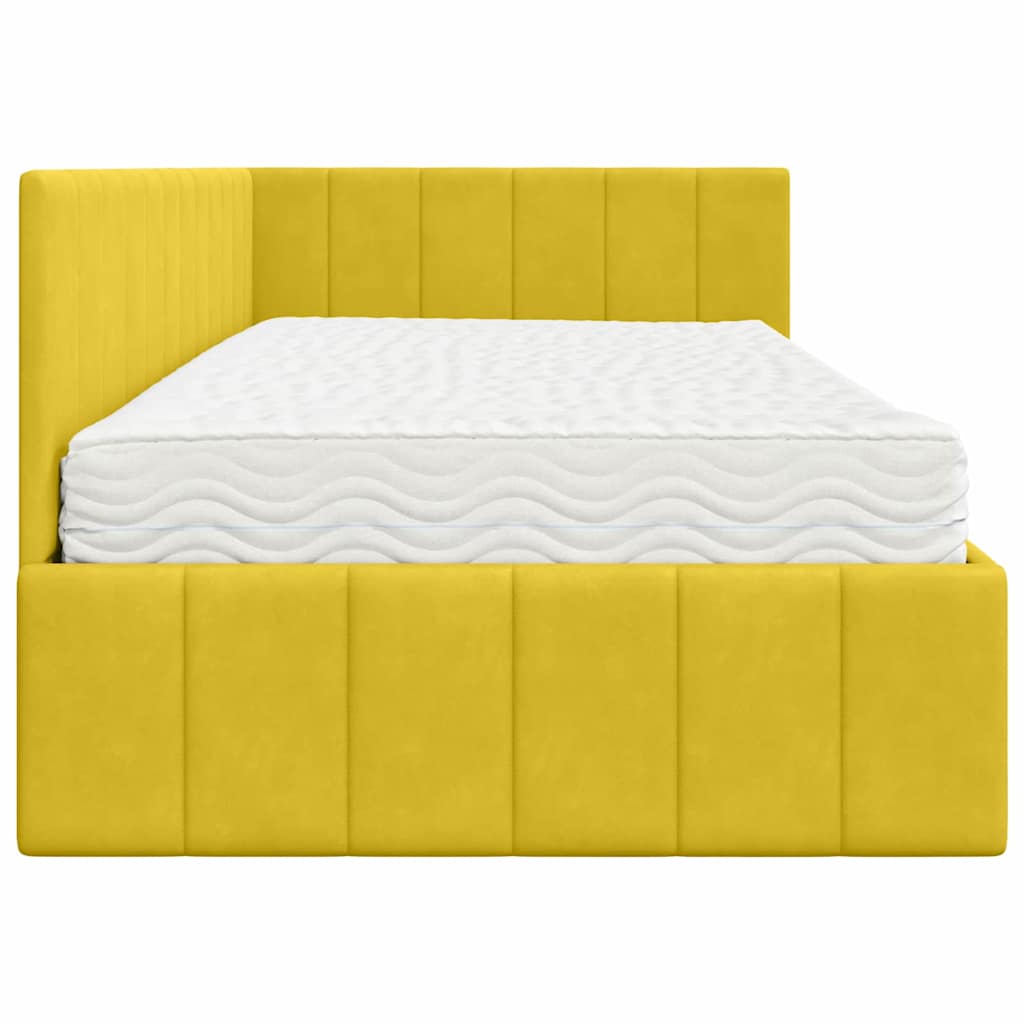 Cornice del letto ad angolo Giallo 90 x 200 cm Velluto