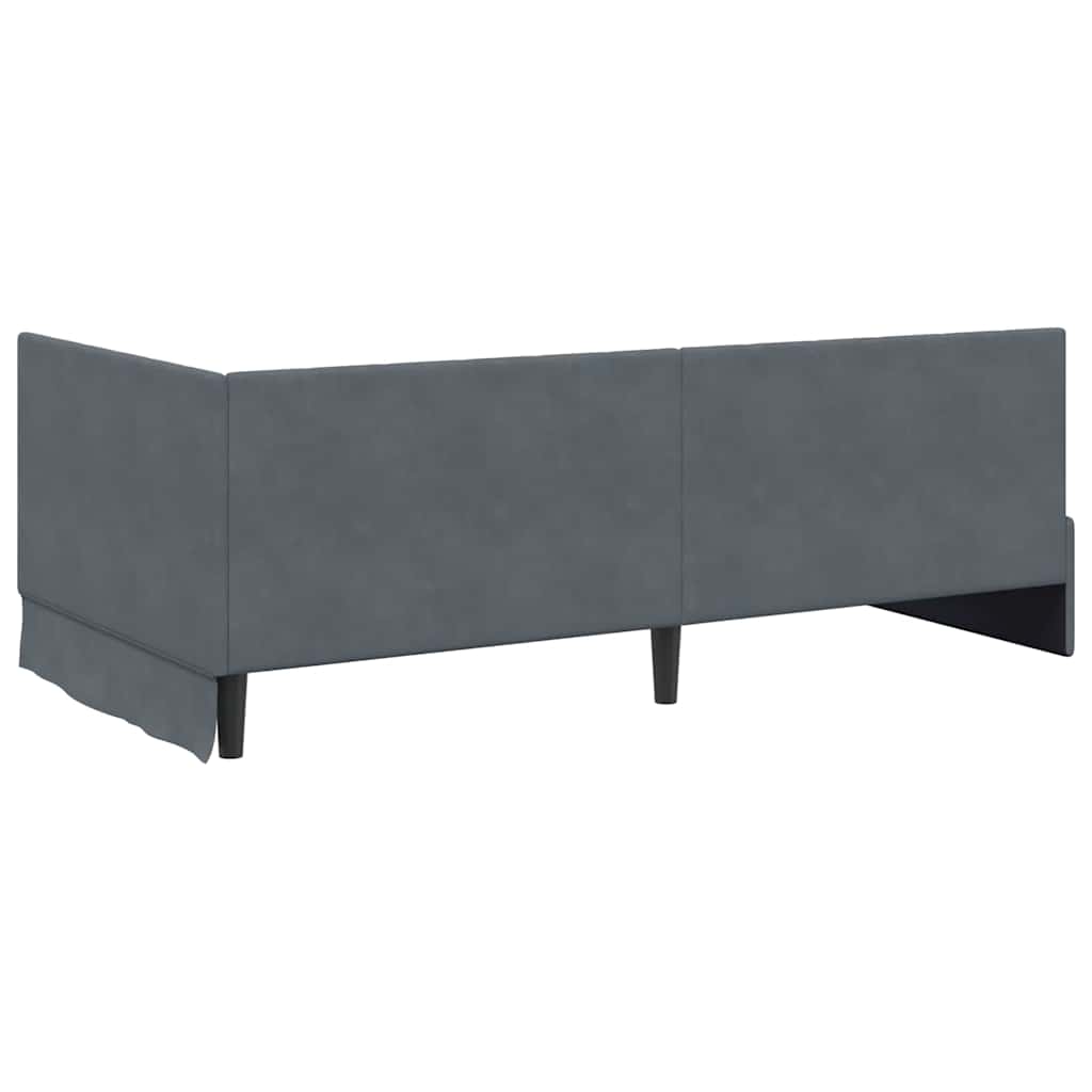 Cornice del letto ad angolo Grigio scuro 100 x 200 cm Velluto