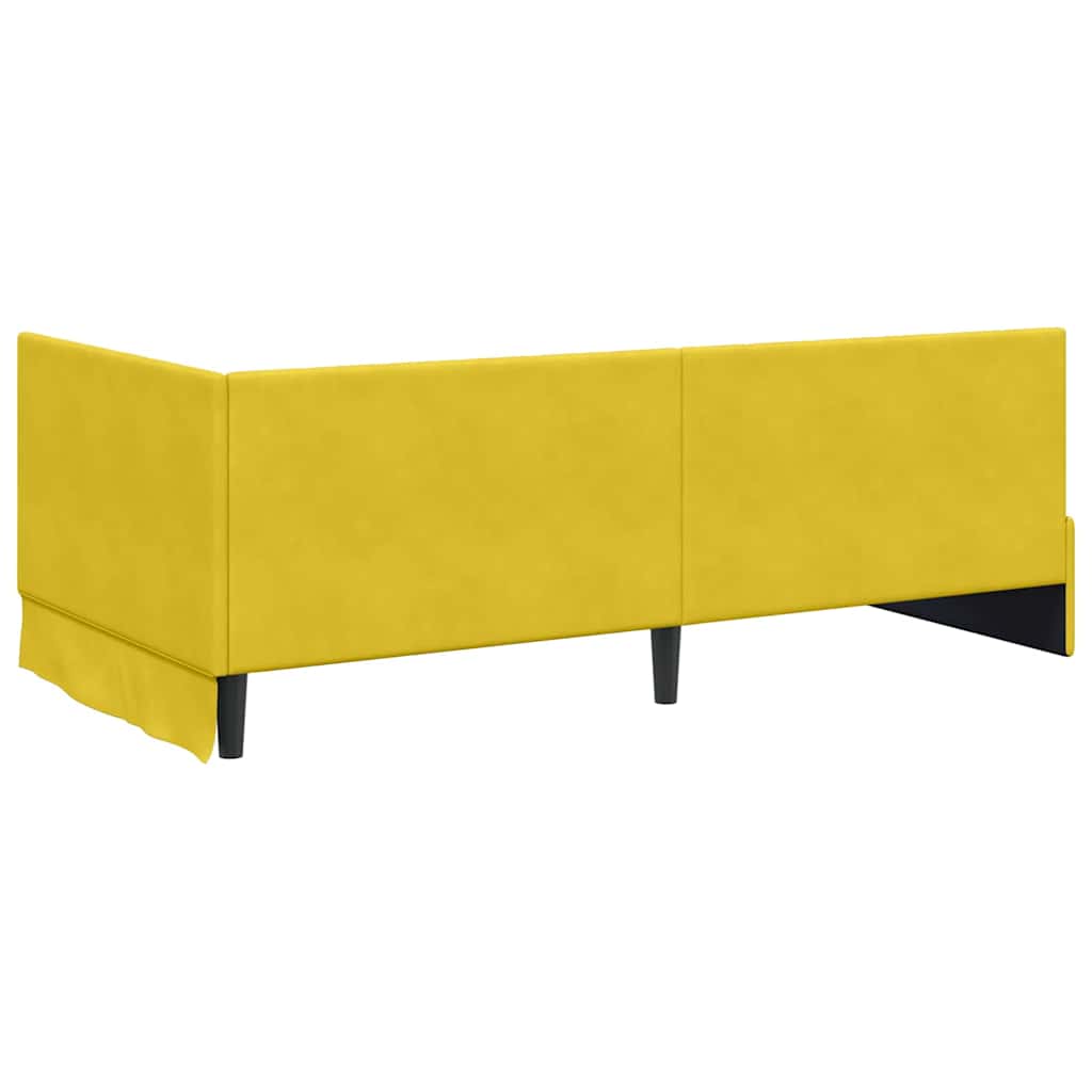 Cornice del letto ad angolo Giallo 100 x 200 cm Velluto