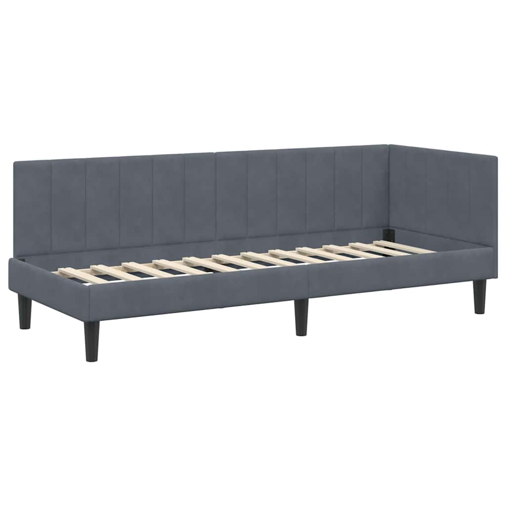 Cornice del letto ad angolo Grigio scuro 80 x 200 cm Velluto