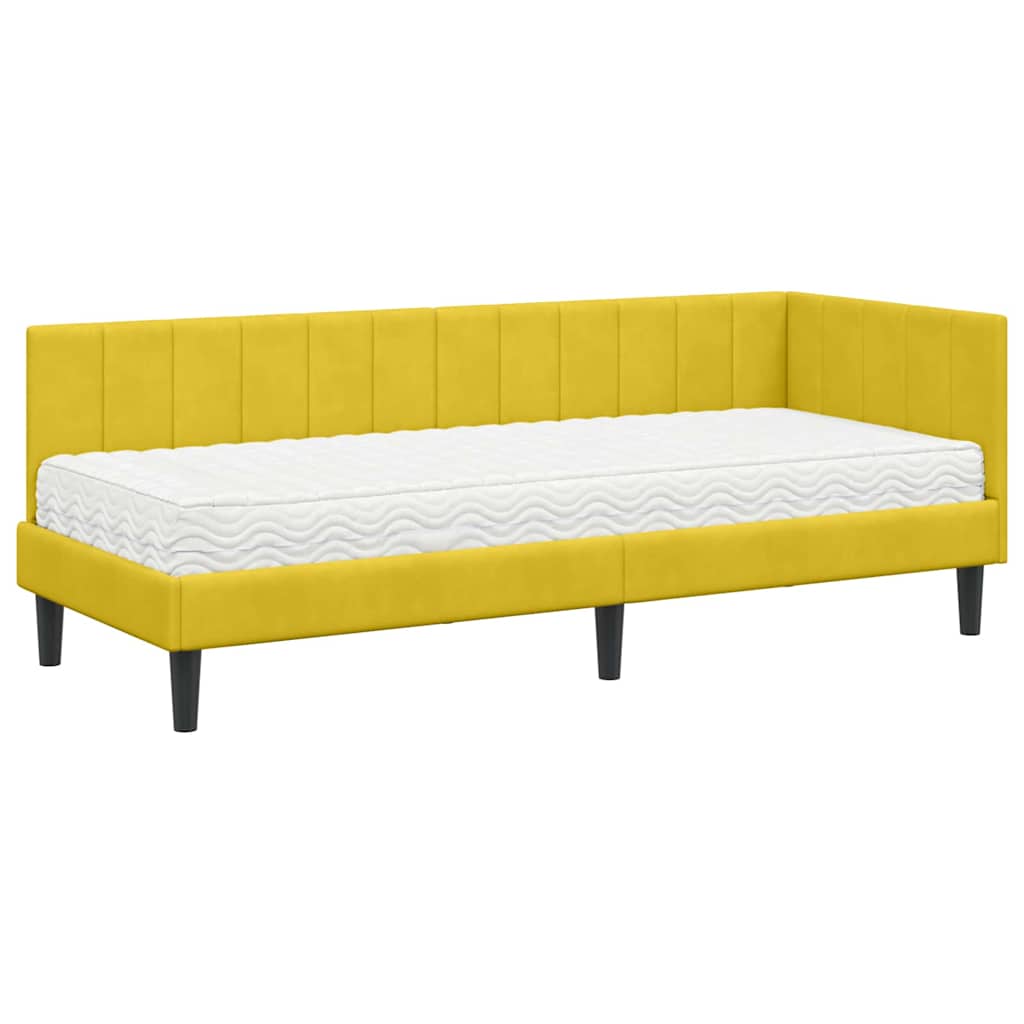 Cornice del letto ad angolo Giallo 80 x 200 cm Velluto