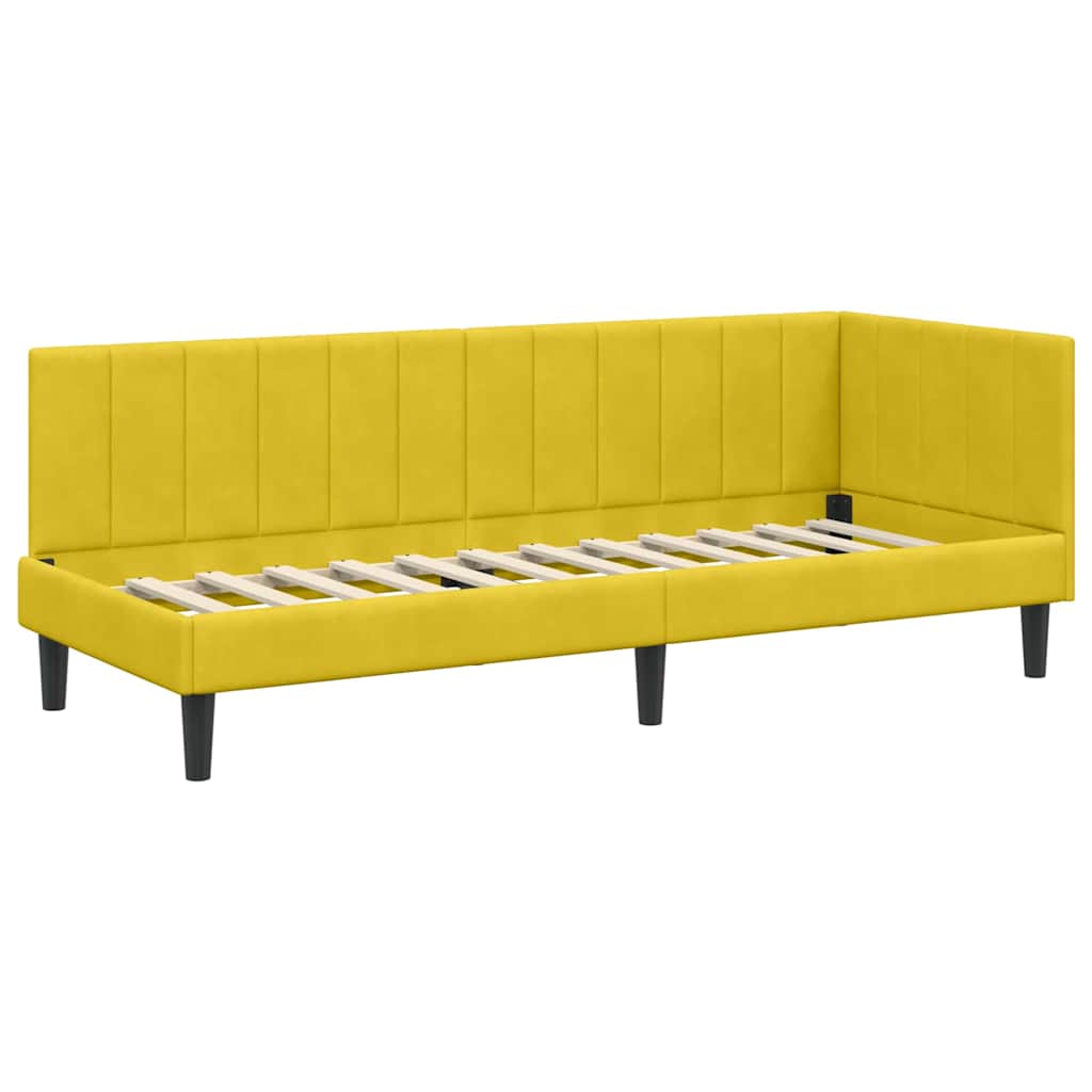 Cornice del letto ad angolo Giallo 80 x 200 cm Velluto