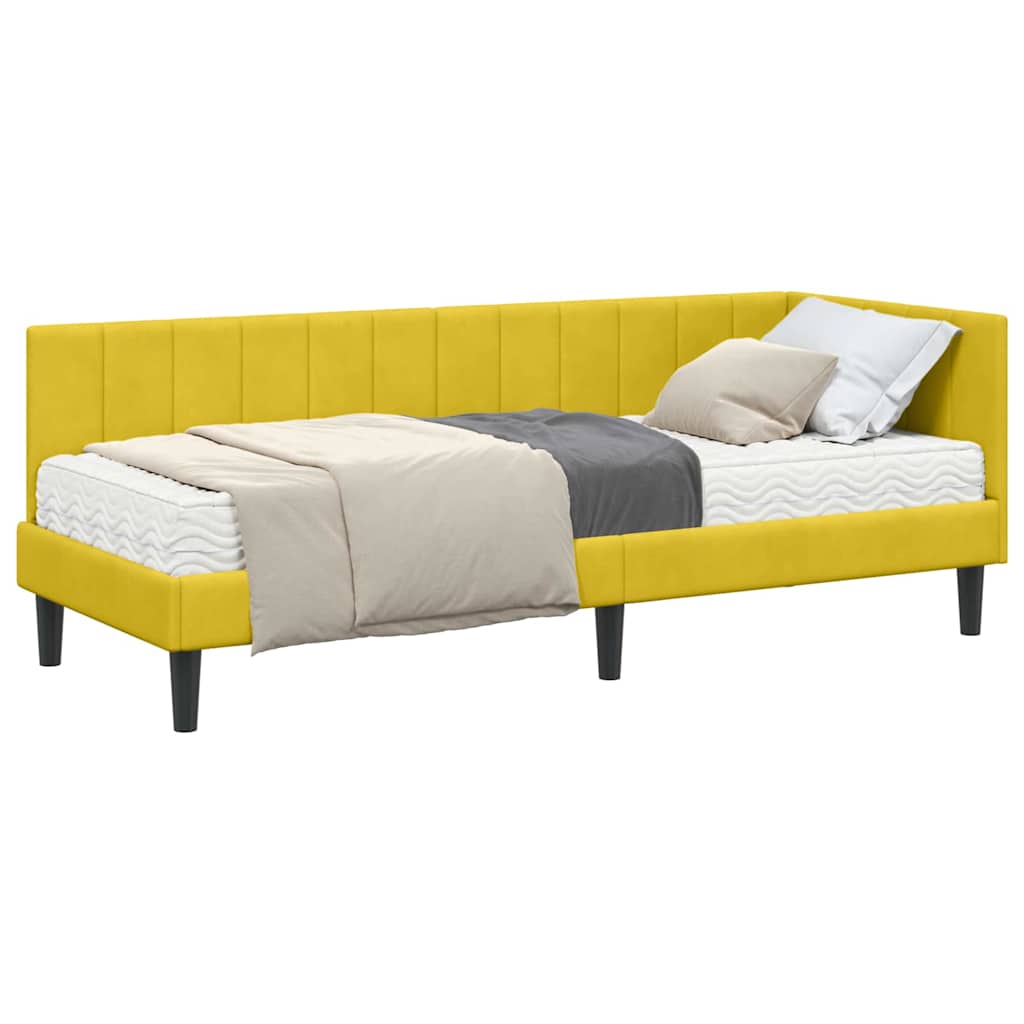 Cornice del letto ad angolo Giallo 80 x 200 cm Velluto