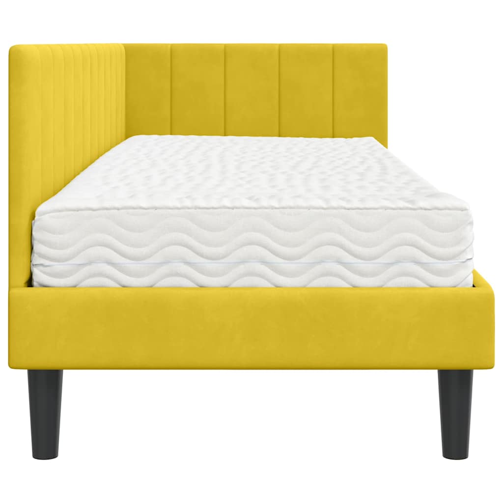 Cornice del letto ad angolo Giallo 80 x 200 cm Velluto