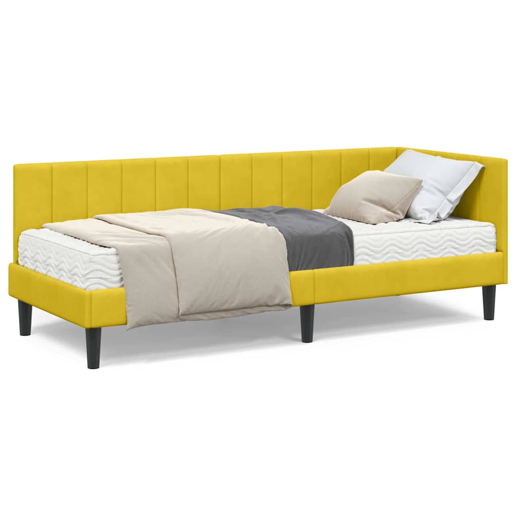 Cornice del letto ad angolo Giallo 80 x 200 cm Velluto