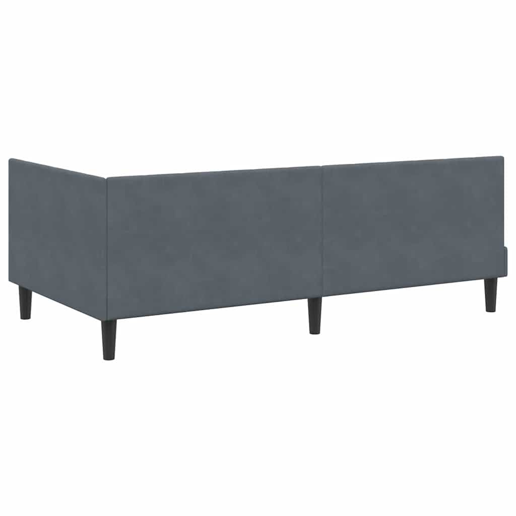 Cornice del letto ad angolo Grigio scuro 100 x 200 cm Velluto