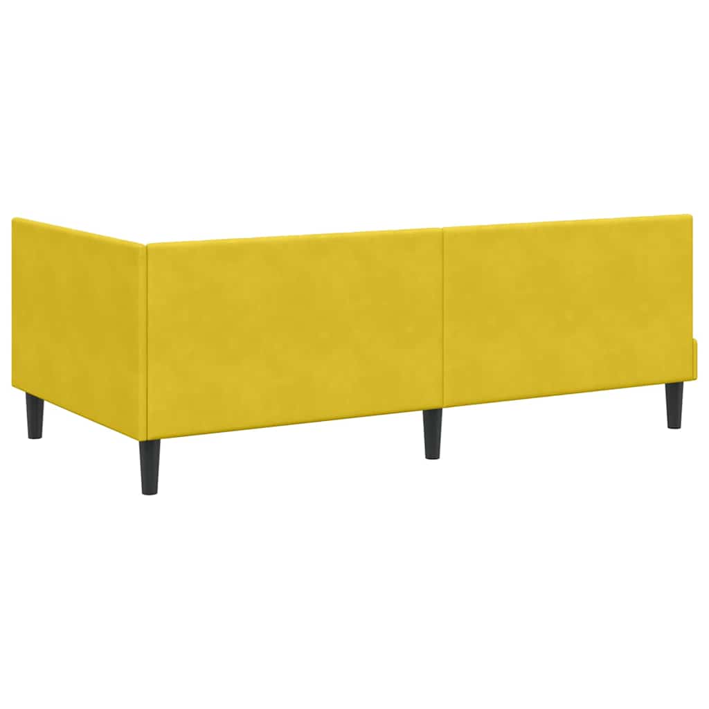 Cornice del letto ad angolo Giallo 100 x 200 cm Velluto