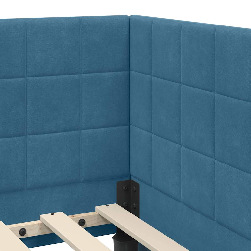Struttura Letto Angolare con Materasso 2 pz Blu Velluto
