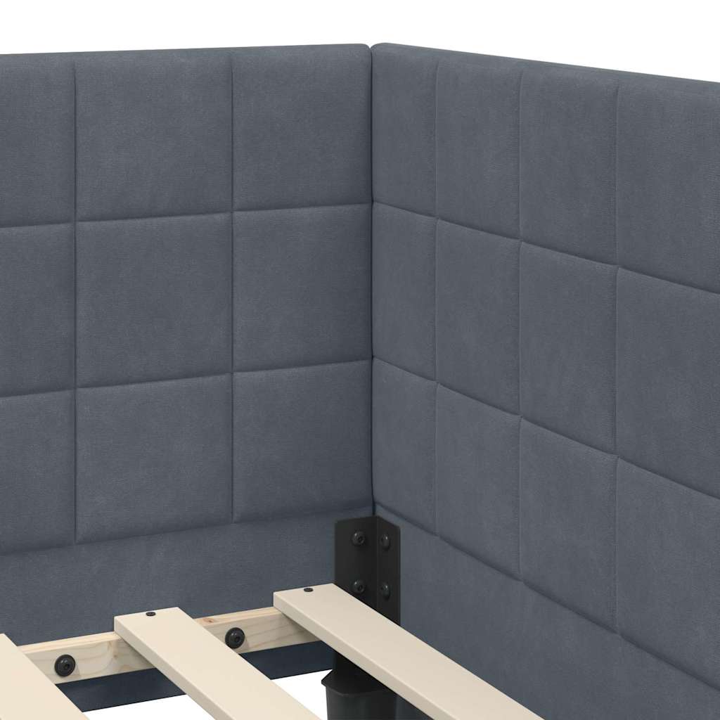 Struttura Letto Angolare con Materasso 2 pz Grigio Velluto