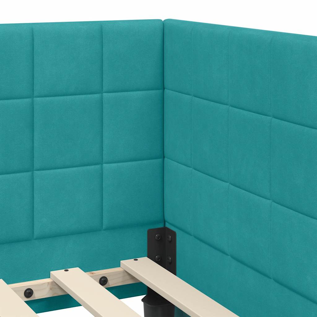Struttura Letto Angolare con Materasso 2 pz Turchese Velluto