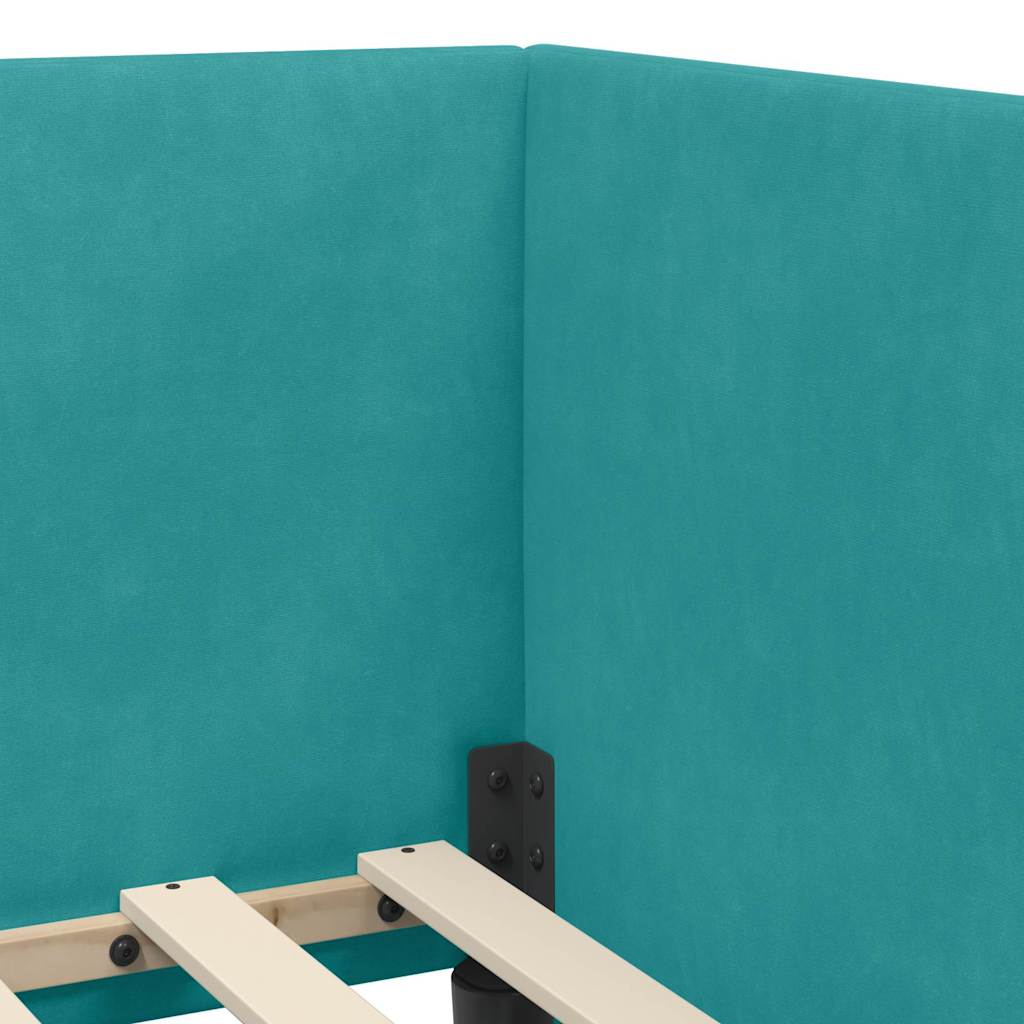 Struttura Letto Angolare con Materasso 2 pz Turchese Velluto