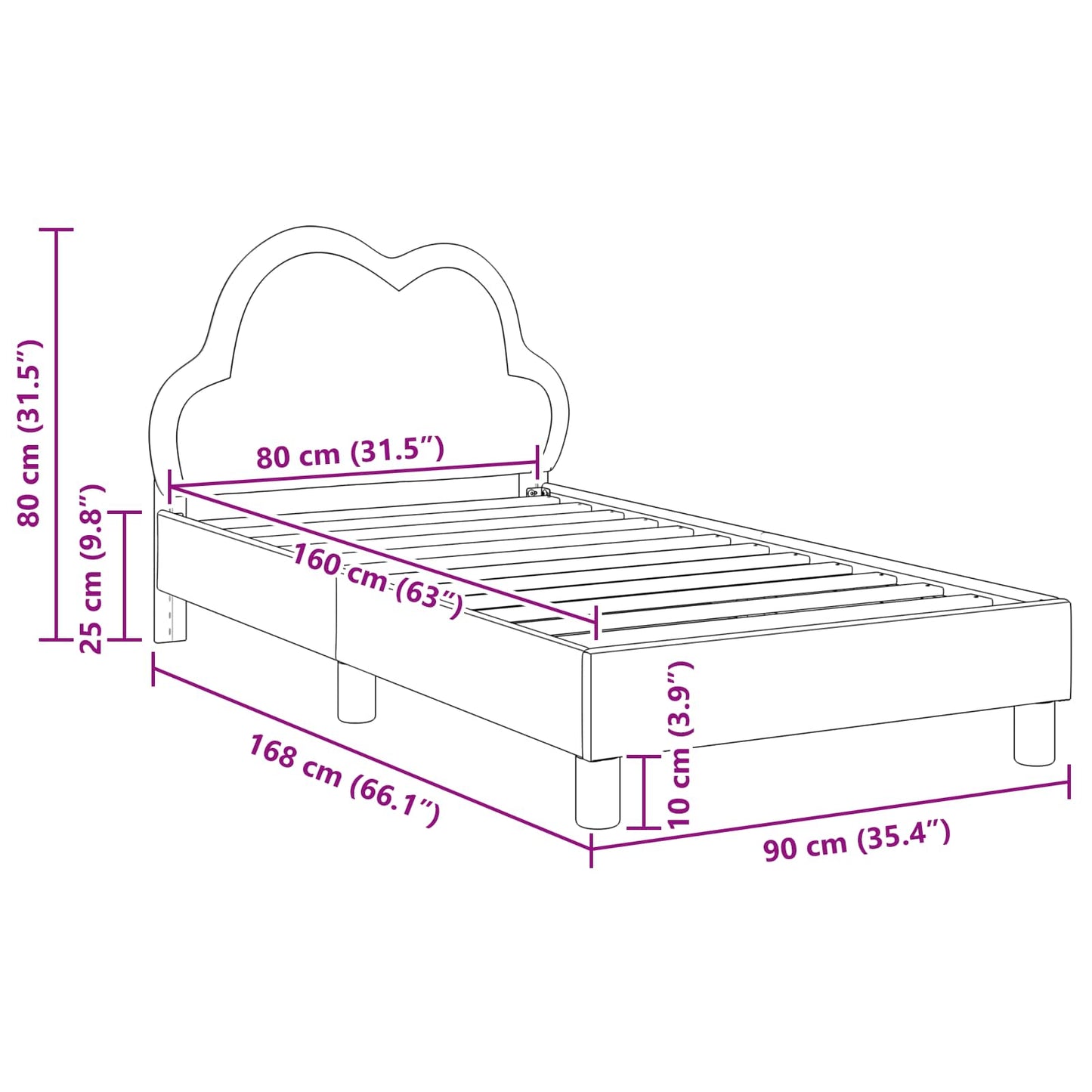 Struttura letto bambini con testata Grigio Chiaro 80 x 160 cm | homemem39