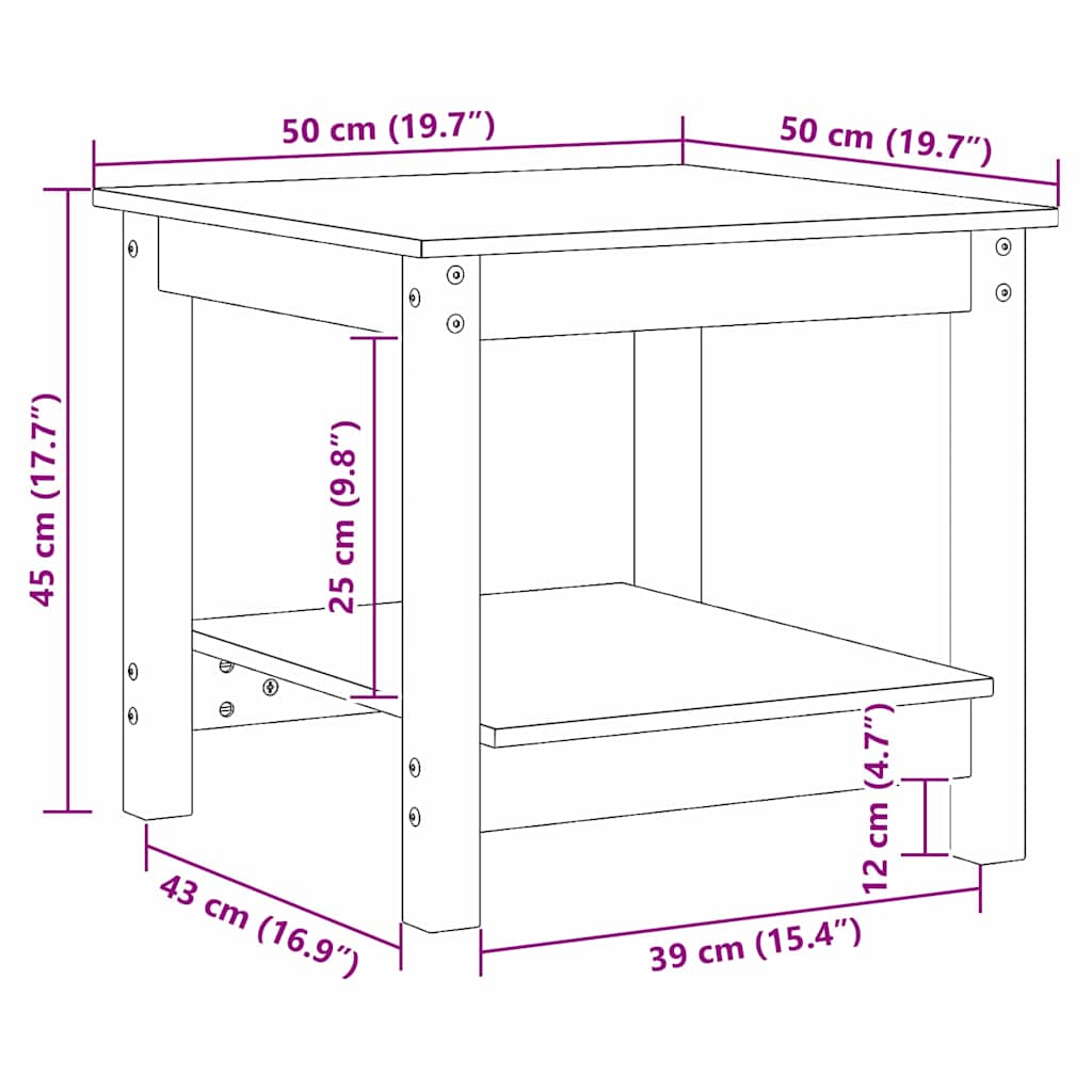 Tavolino da salotto Cera marrone 50 x 50 x 45 cm