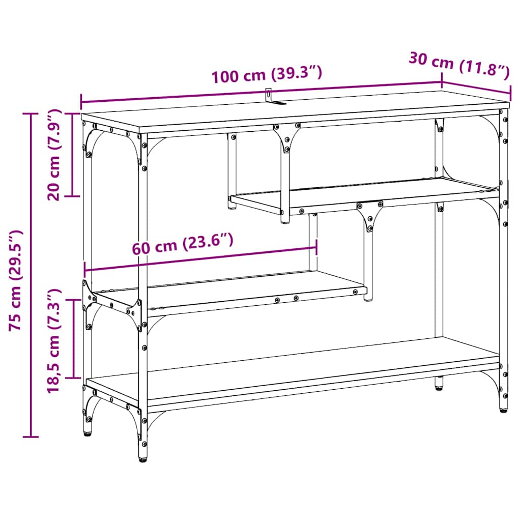 Tavolo consolle con lo scaffale Legno vecchio 100 x 30 x 75 cm