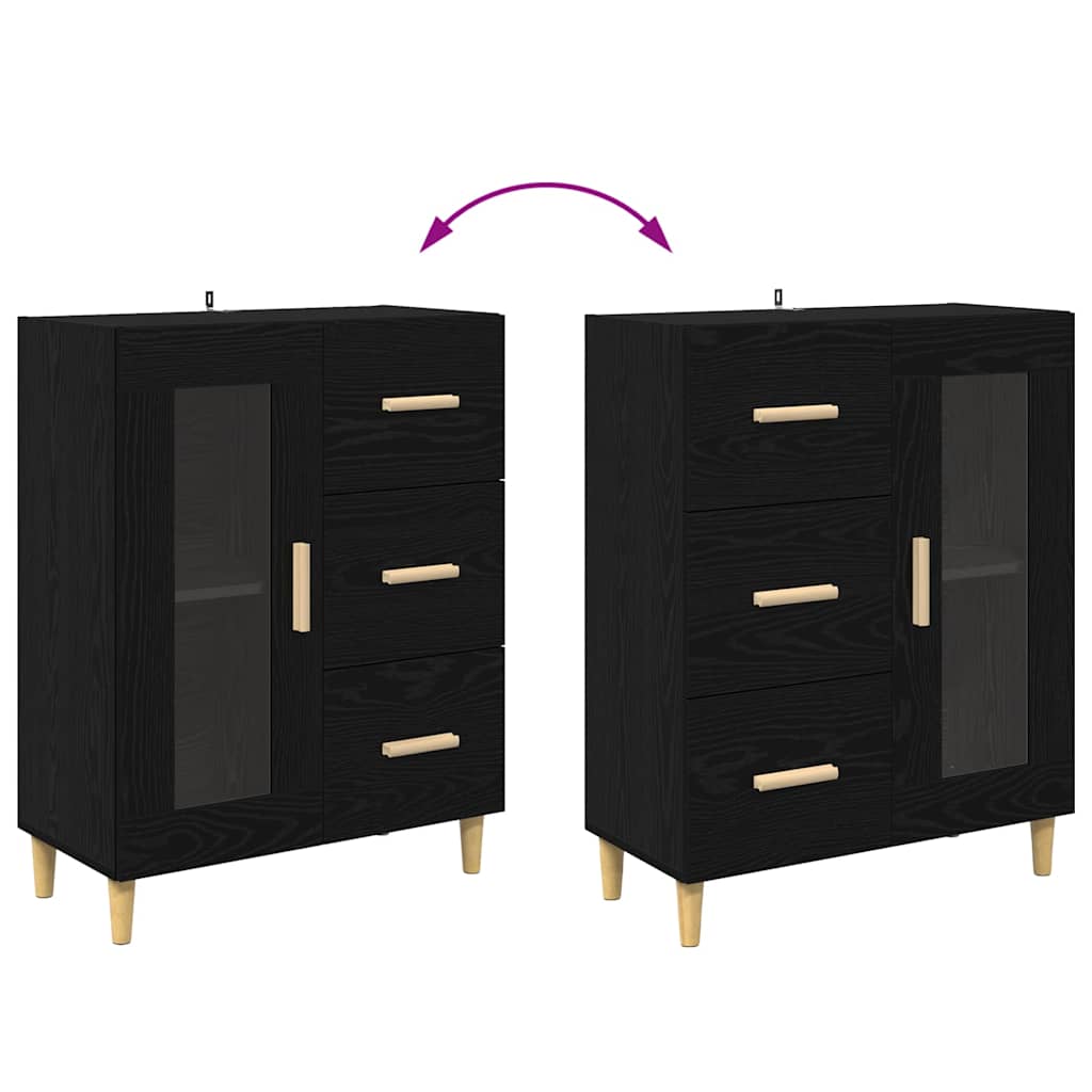 Credenza Rovere Nero 69,5 x 34 x 90 cm Legno multistrato