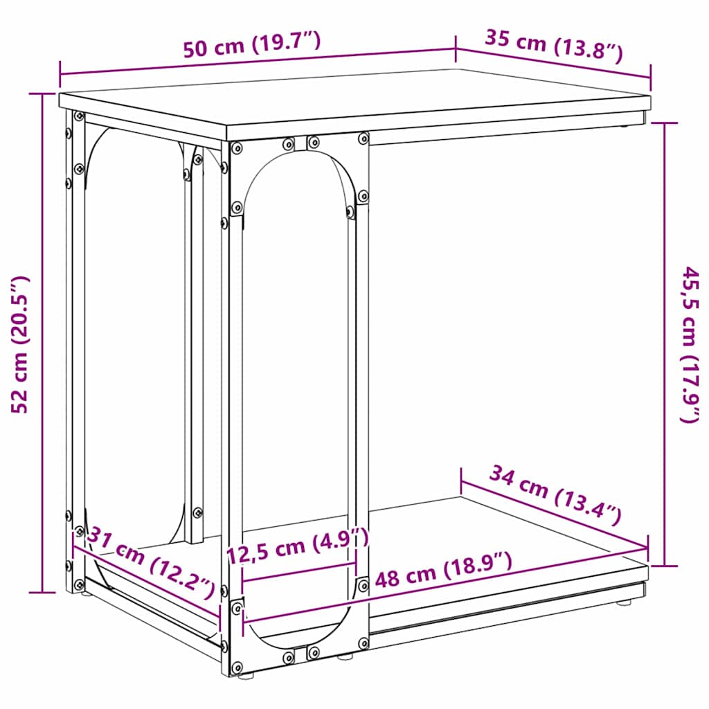 Tavolo laterale Legno vecchio 50 x 35 x 52 cm Legno multistrato