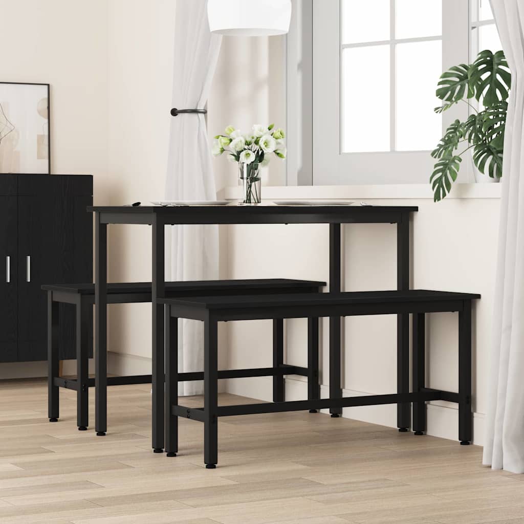 Panchina da pranzo 2 pcs Rovere Nero 100 x 32,5 x 48,5 cm | homemem39