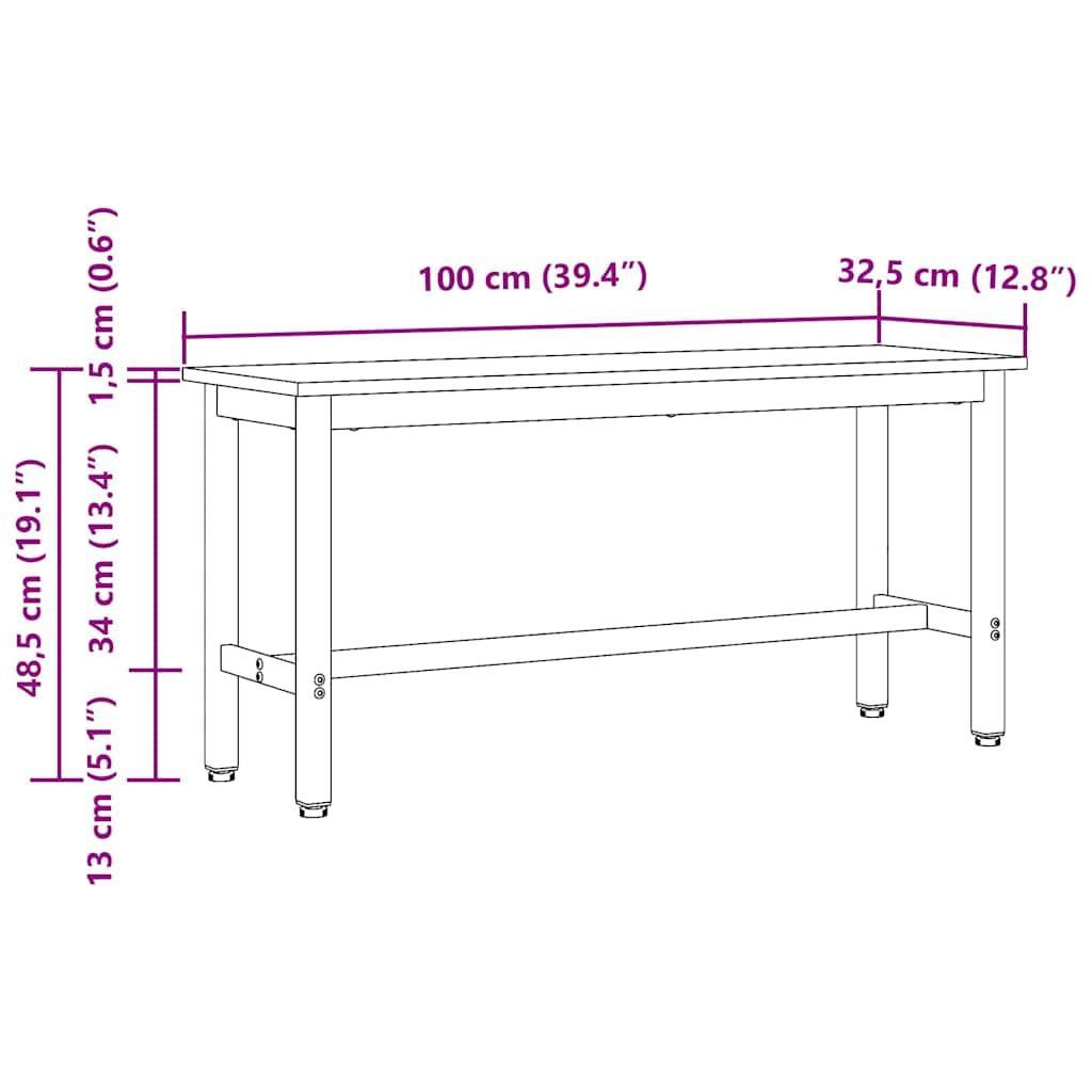 Panchina da pranzo Legno vecchio 100 x 32,5 x 48,5 cm