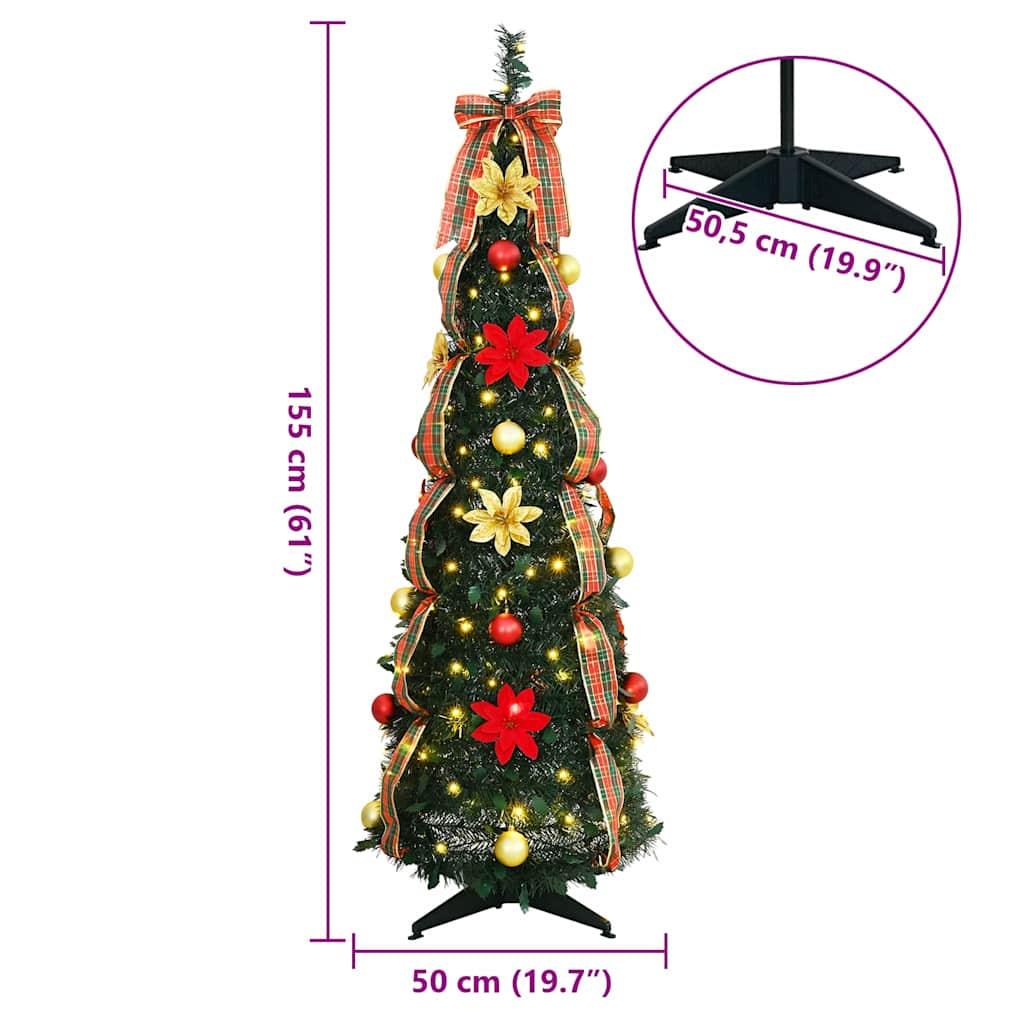 Albero di Natale artificiale con 100 LED Verde 150 cm PVC