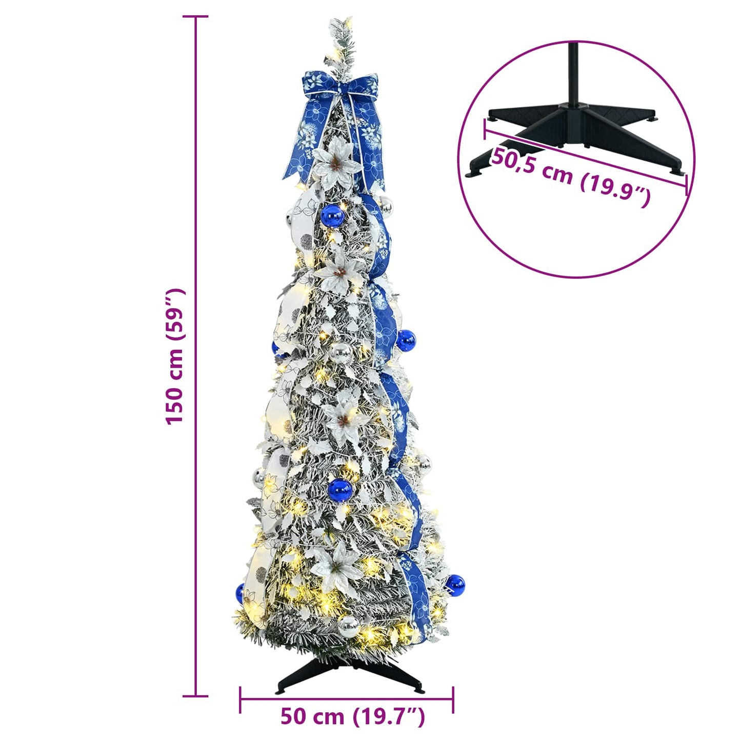 Albero di Natale artificiale con 100 LED Bianco 150 cm PVC | homemem39