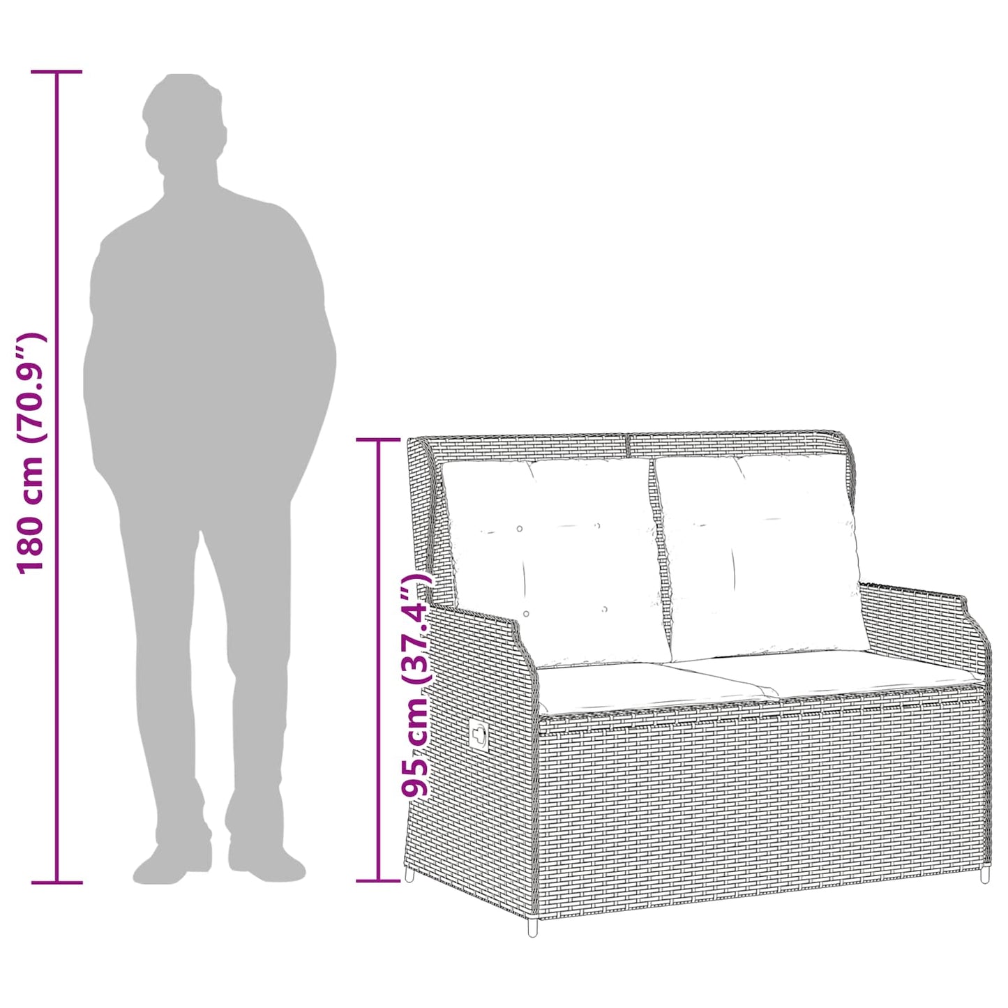 Panchina da giardino Beige polyrattan