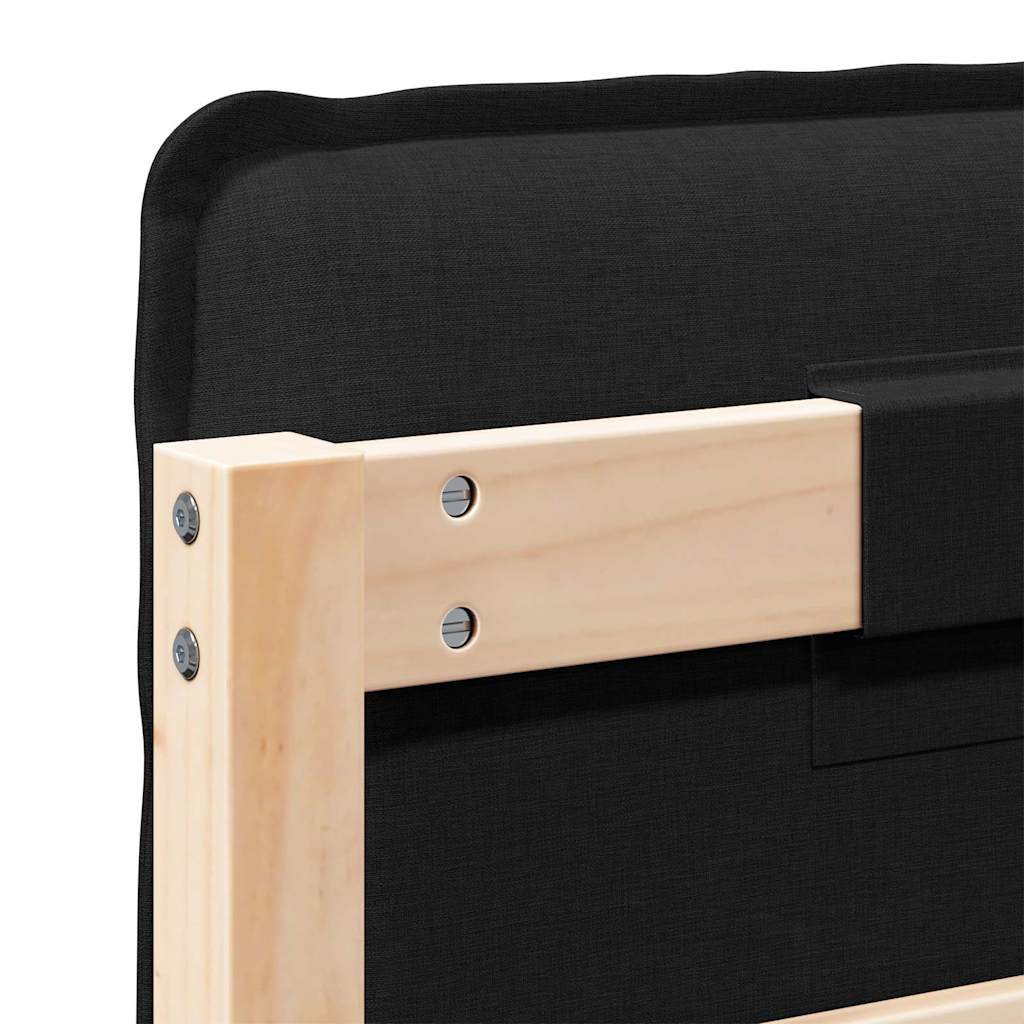 Testiera imbottita Naturale e Nero 140 cm Pino massello