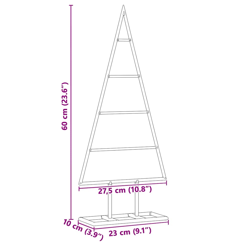 Albero di Natale in metallo con supporto Oro 60 cm