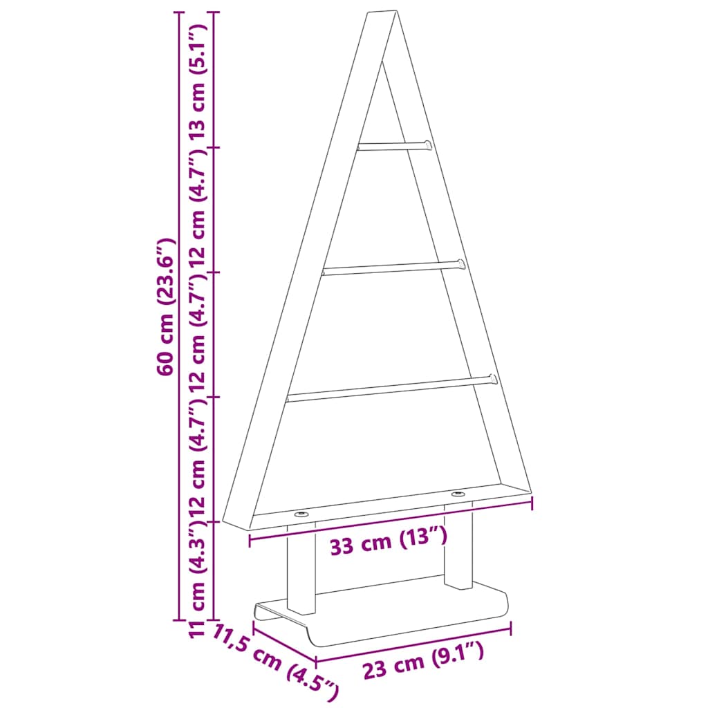 Albero di Natale in metallo con supporto Nero 60 cm Acciaio