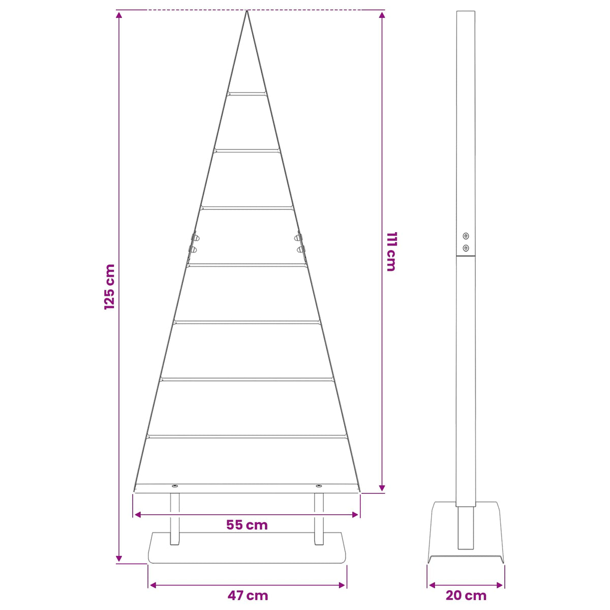Albero di Natale in metallo Nero 125,5 cm Acciaio