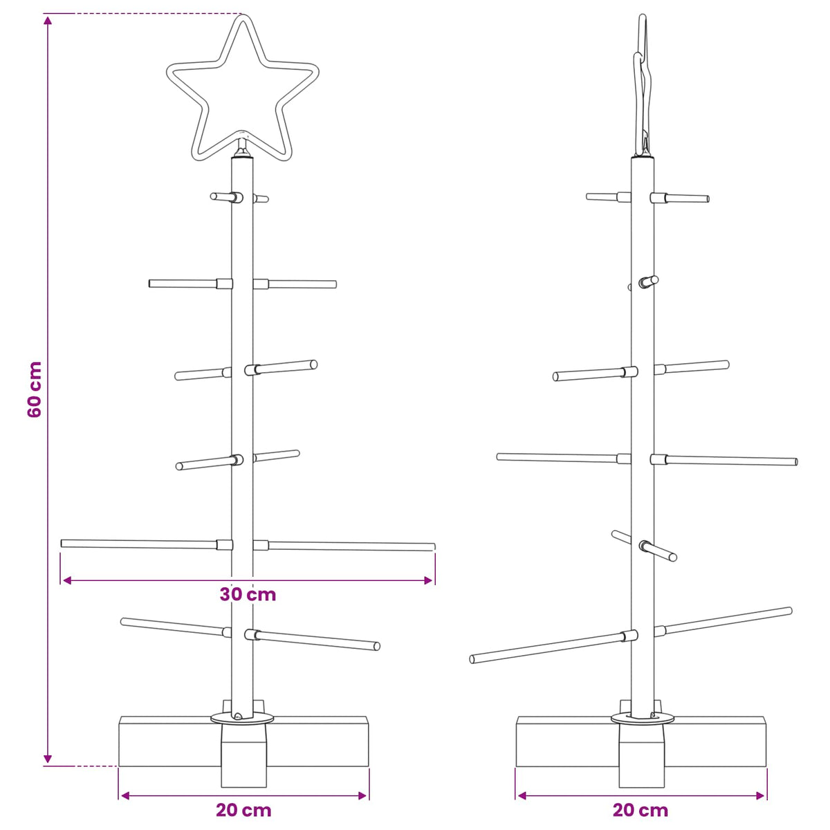 Albero di Natale in metallo Nero 59,5 cm