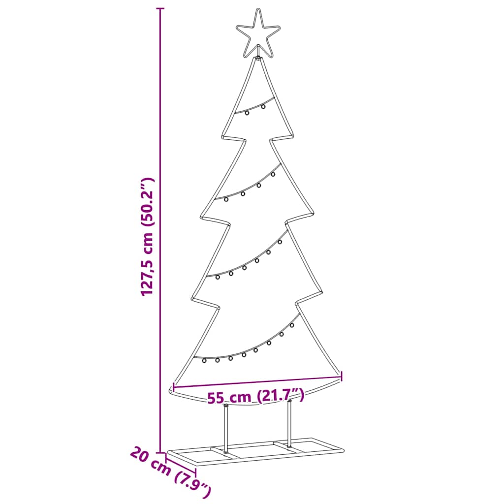 Albero di Natale in metallo con supporto Nero 125 cm Acciaio
