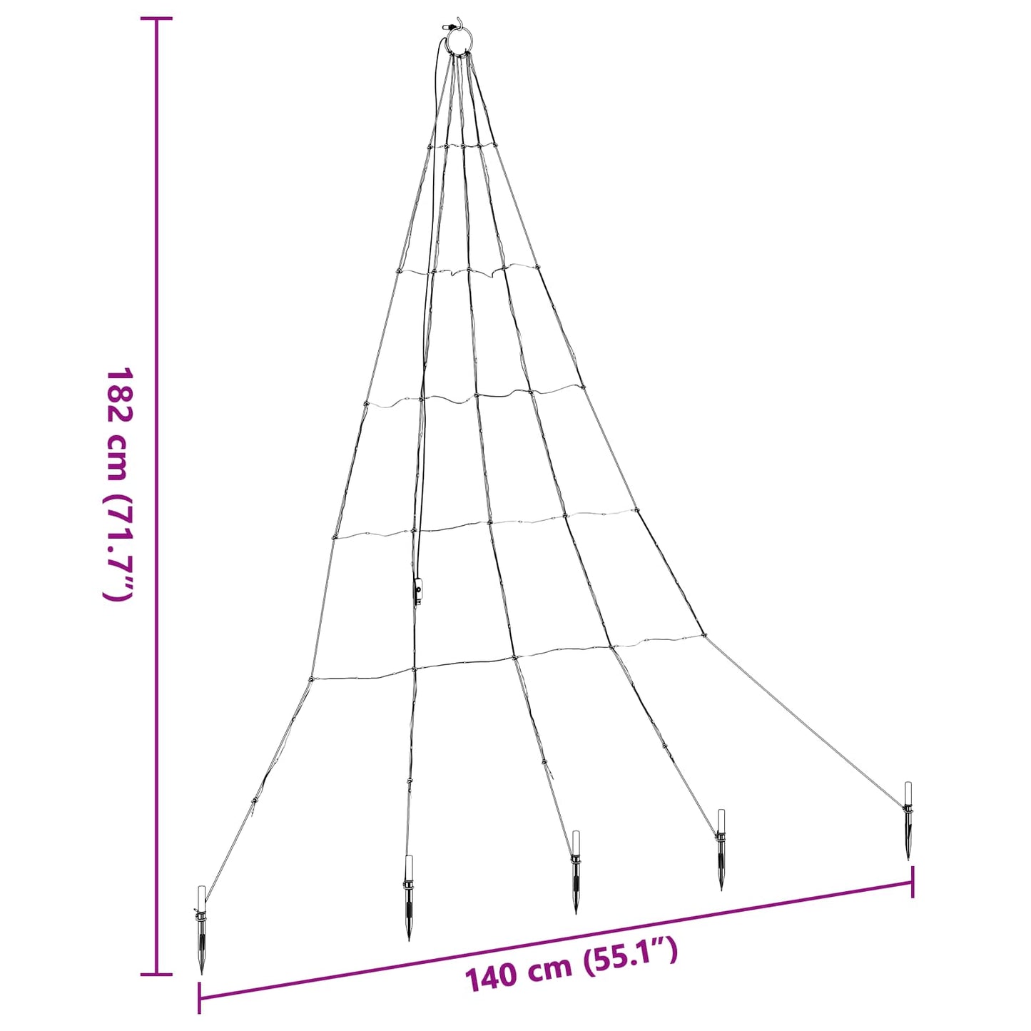 Albero di Natale LED con picchetti per il terreno Blu 182 cm