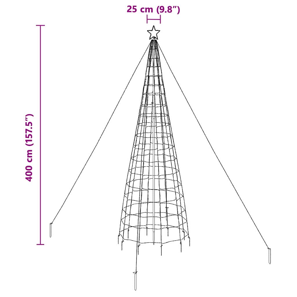 Albero di Natale LED con picchetti per il terreno 400 cm Ferro | homemem39