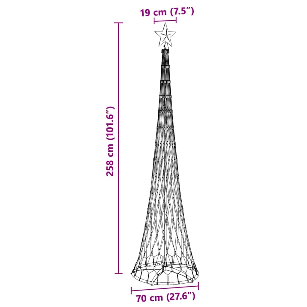 Albero di Natale LED Bianco caldo 70 x 70 x 250 cm Metallo