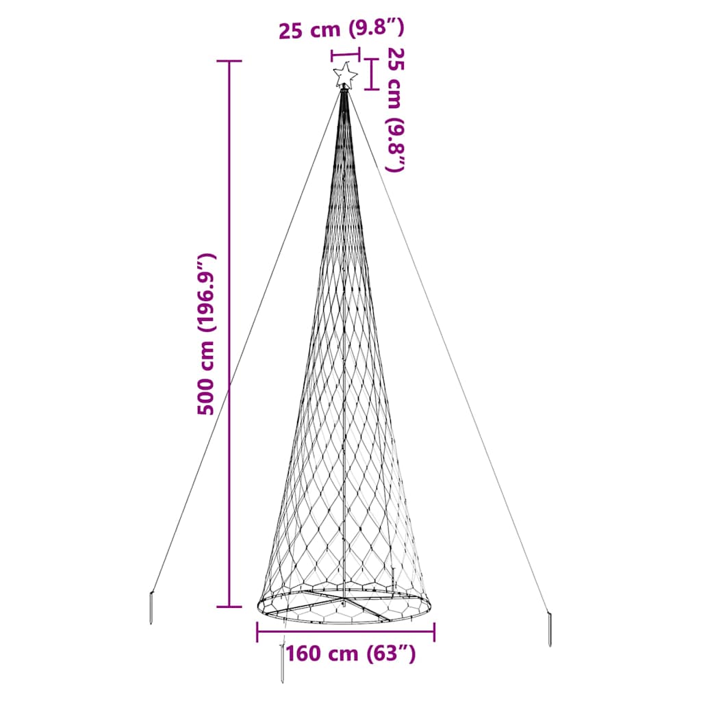 Albero di Natale LED Bianco freddo 160 x 160 x 500 cm Metallo