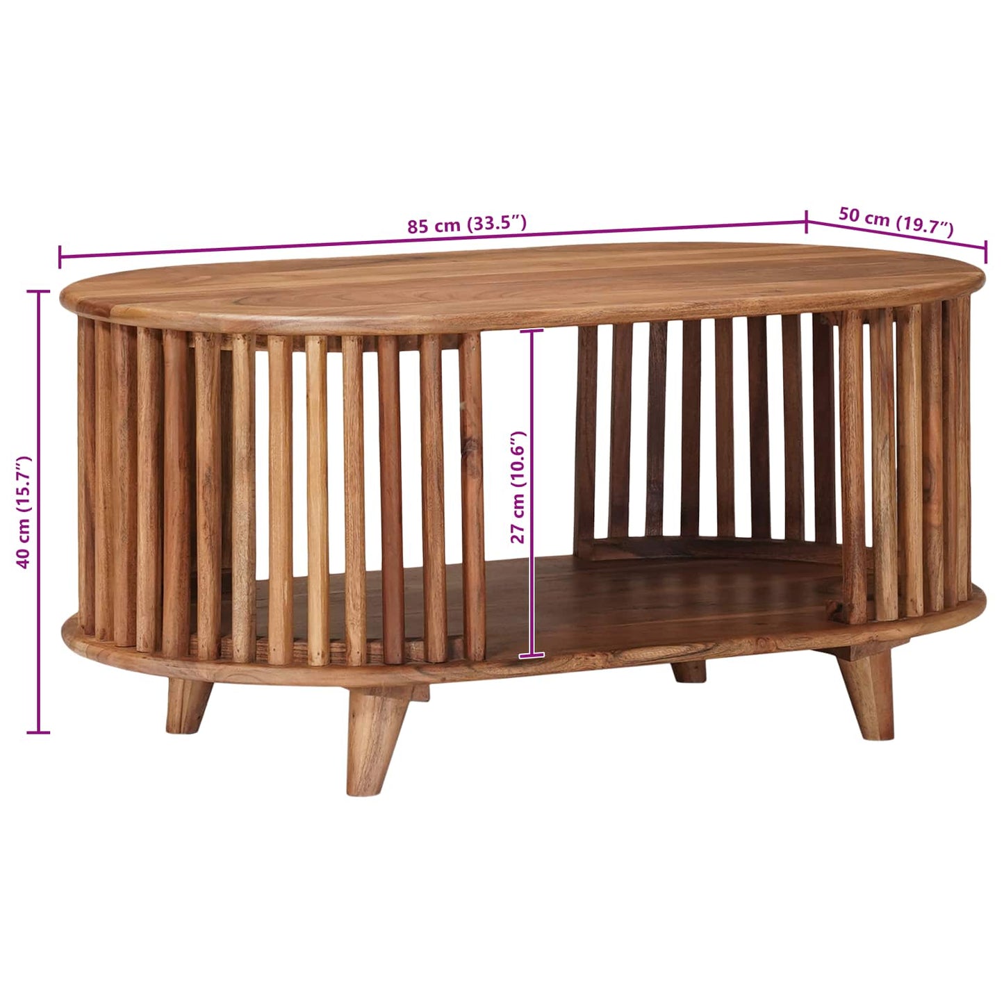 Tavolino da salotto Naturale 85 x 50 x 40 cm | homemem39