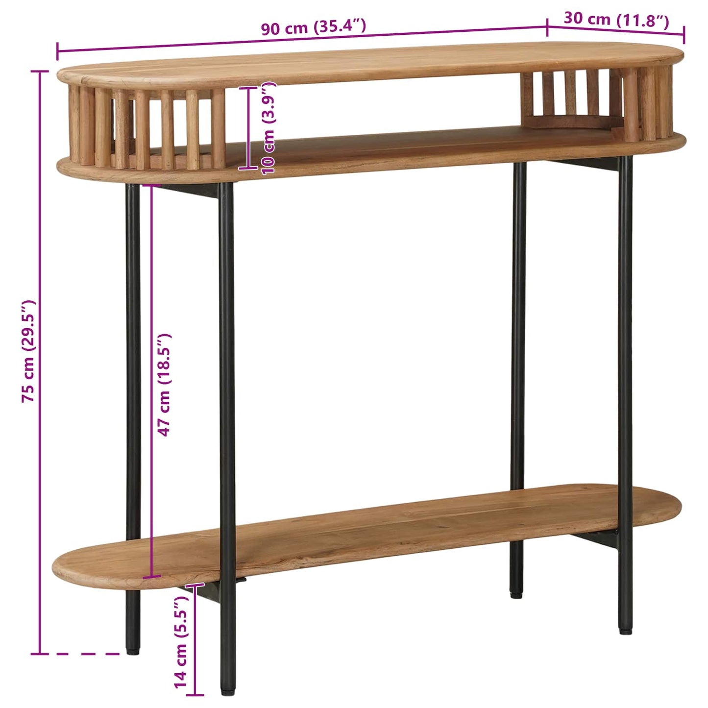 Tavolino fatto a mano Marrone Teak 90 x 30 x 75 cm | homemem39