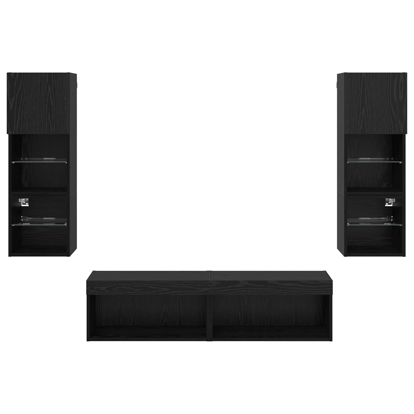 Unità TV da Parete 6 pcs Rovere Nero Legno multistrato