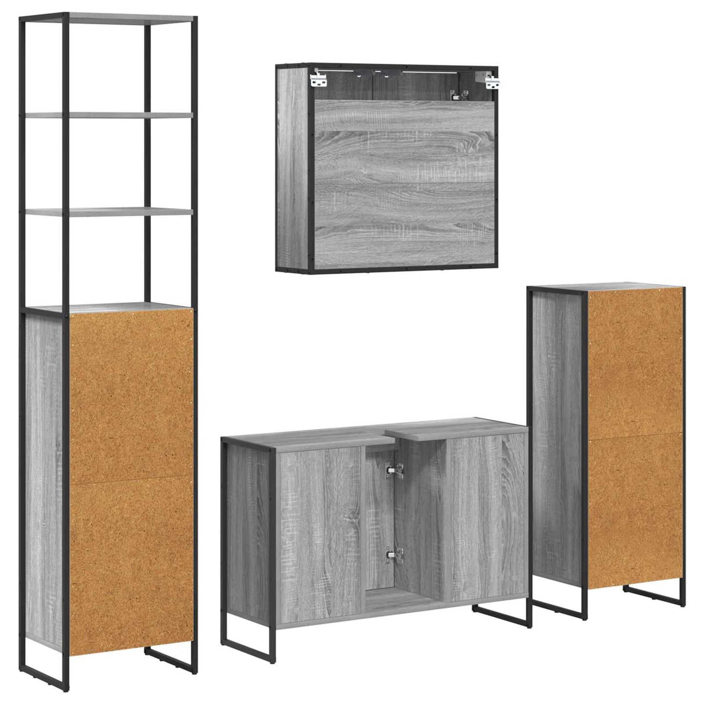 Set di mobili per il bagno 4 pz Grigio Sonoma