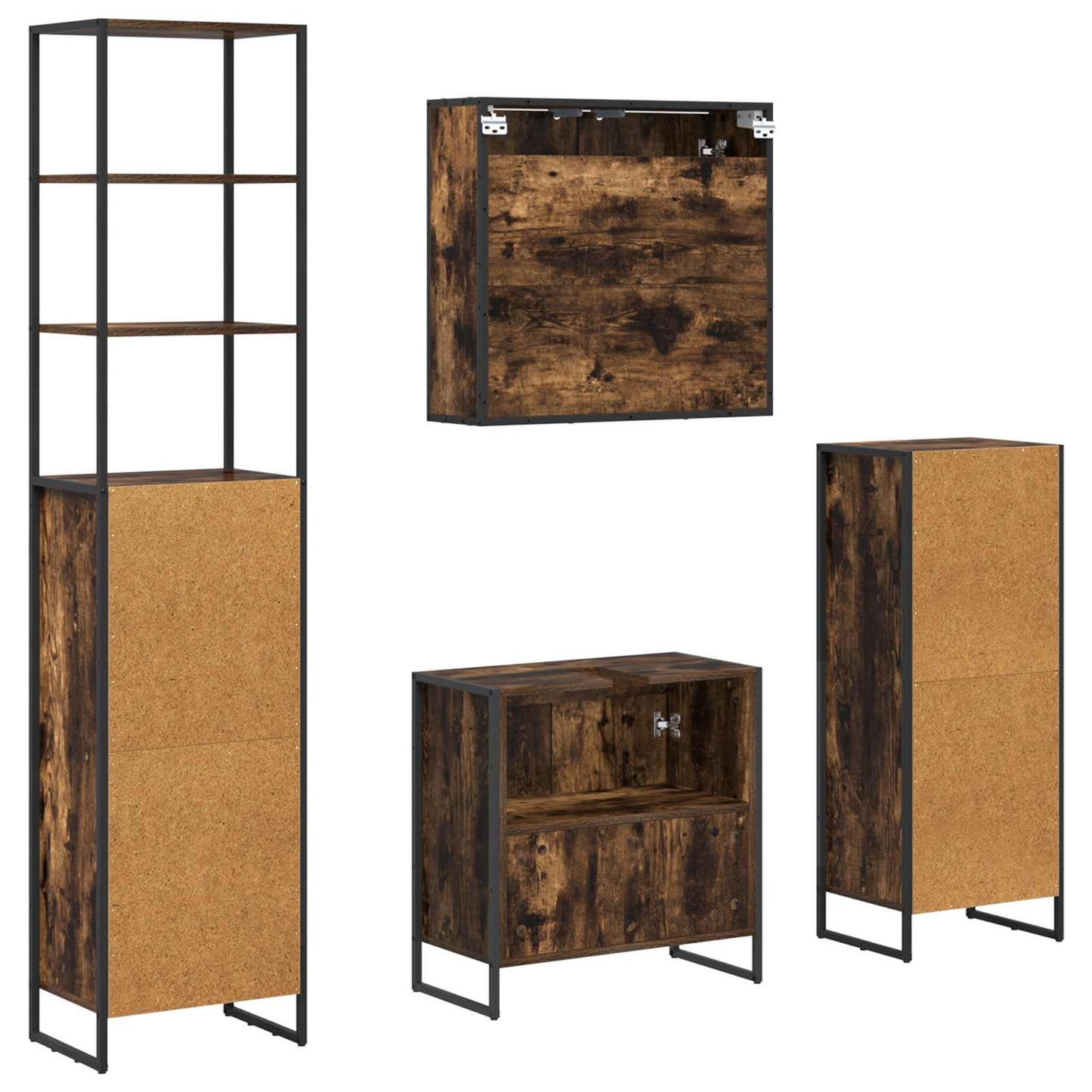 Set di mobili per il bagno 4 pz Rovere fumé