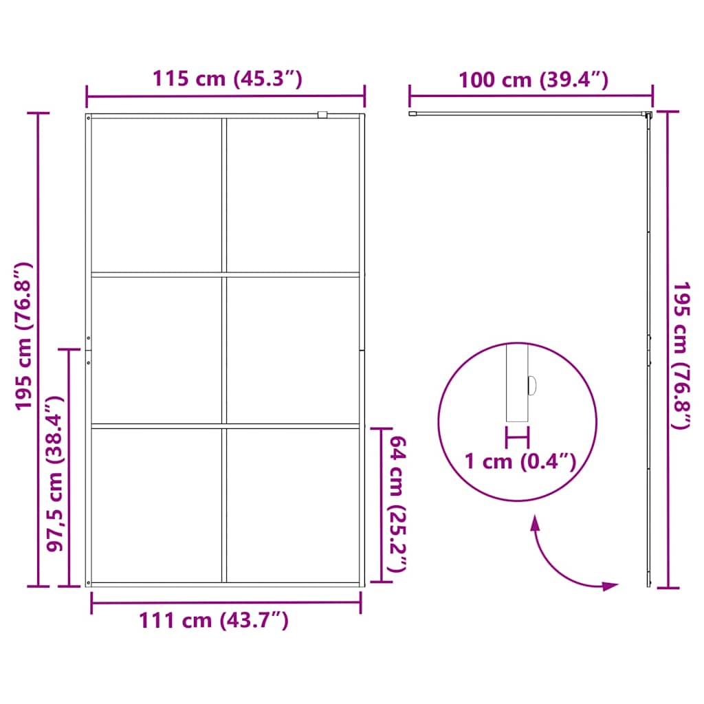 Parete Doccia Walk-in Oro 115 x 195 cm vetro temperato - homemem39