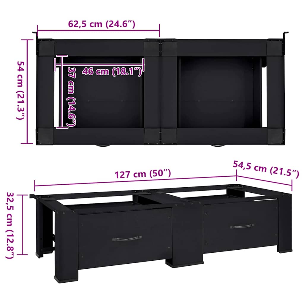 Pedestallo per Lavatrice 2 pcs Nero 127 x 54,5 x 32,5 cm | homemem39