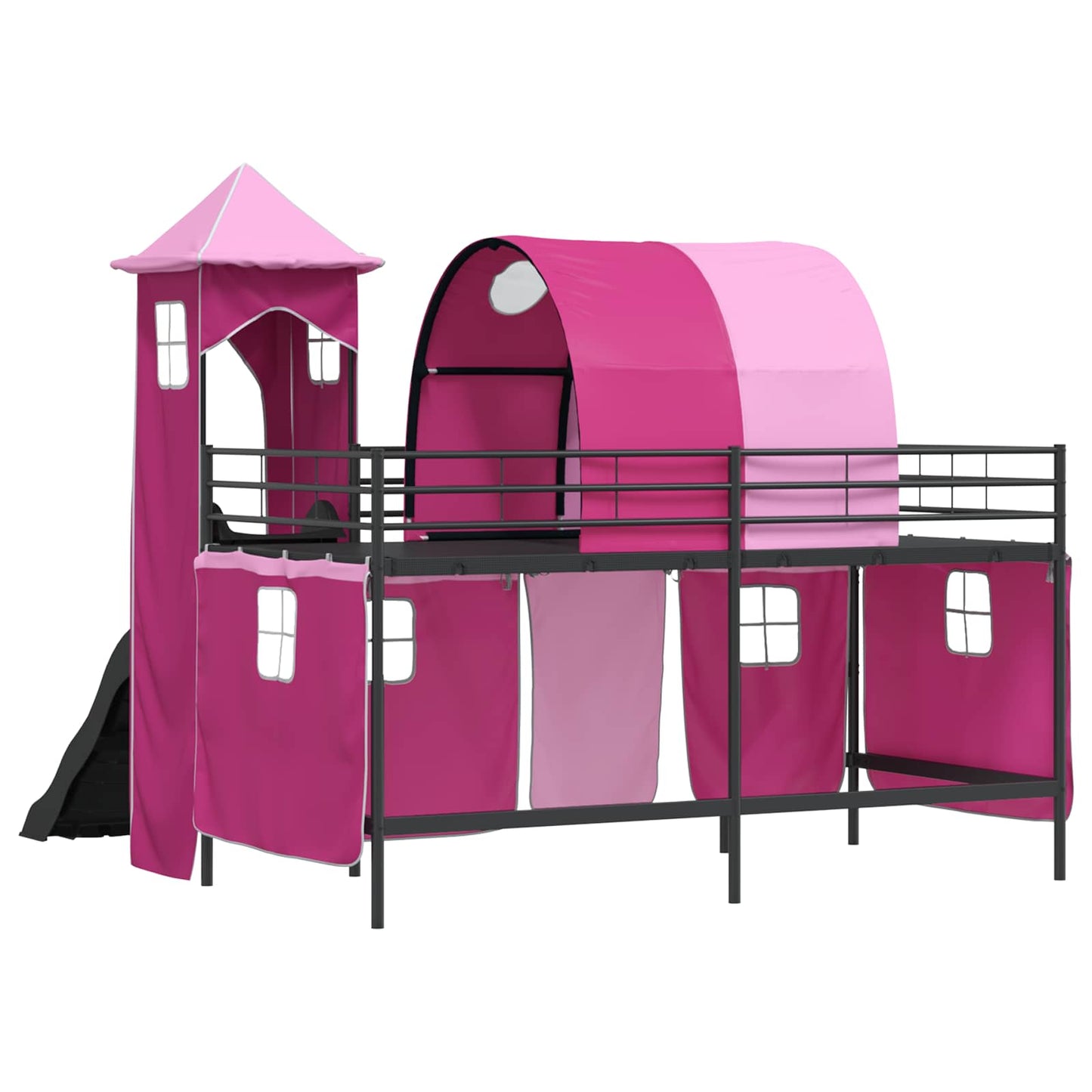Struttura del letto loft per bambini Nero e rosa 80 x 200 cm | homemem39